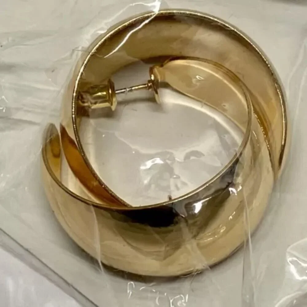 CS Fashion Hoop Earrings Golden Yellow‎ Pierced Hoops Earring Jewelry Set New